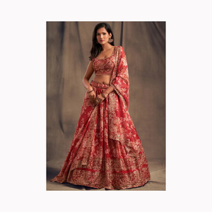Alta calidad Kalamkari estampado Lehenga Choli manga larga Dupatta elegante vestido de novia Digital para adultos ropa de fiesta India - Product Image 1