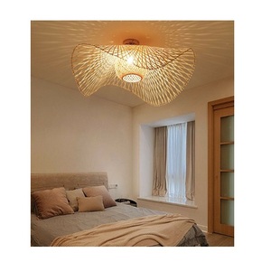 Hot Sale Handmade Bamboo Pendant Light with Natural Rattan <b>Lampshade</b> LED Farmhouse Style for Cafe & Tea House - Product Image 5