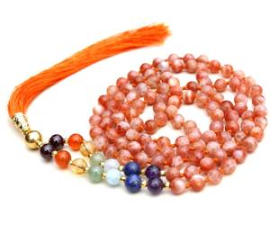 Vente chaude 7 Chakra Sunstone 108 Perles Mala Nouées À La Main Artiste Indien Pulsera Colliers pour Fiançailles Yoga Bijoux - Product Image 6