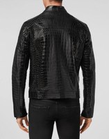 Blouson en cuir pour homme de haute qualité, style motard, à capuche, col montant, fermeture éclair, respirant, teint uni, pour l'hiver