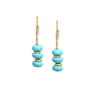 Handmade Turquoise Birthstone Dangle <b>Earrings</b> with <b>Gold</b> Spacer Beads, Findings & <b>Gold</b> Plated Hook <b>Drop</b> <b>Earrings</b> - Product Image 5
