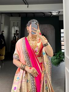 Festival Wear Jacquard Soie Avec Paithani Zari Tissage Travail Saree Indien Exportateur et Fournisseur Mode Femme - Product Image 6