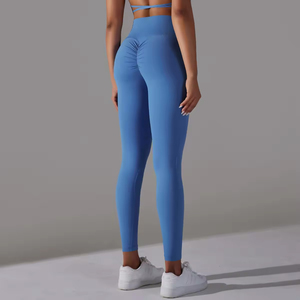 Mallas de levantamiento de glúteos para mujer, pantalones de Yoga de Color sólido con bolsillo, pantalones de Yoga para correr, mallas sin costuras de cintura alta, mallas para mujer - Product Image 5