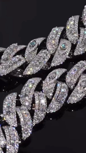 23mm Moissanite <b>Cuban</b> Link <b>Chain</b> 925 Sterling Silver Lemon Clasp Custom Length - Product Image 3