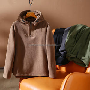 2025 Sudadera con cremallera de alta calidad Color liso Peso pesado Polar Fleece 350Gsm Sudadera con capucha Diseño personalizado Poliéster Quater Zip Hoodie - Product Image 2