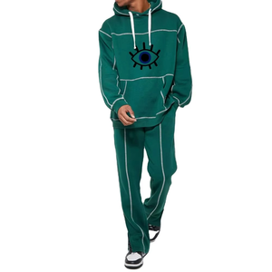 OEM Venta al por mayor de los hombres de alta calidad de lana chándal conjunto transpirable con capucha pantalones de chándal Jogger Logo impresión sólida pantalones de carga para - Product Image 1