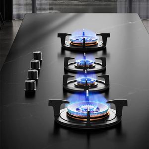 Table de cuisson à gaz domestique de classe commerciale, quatre brûleurs, avec allumage électronique à pile, encastrable, en verre, disponible en version manuelle - Product Image 1