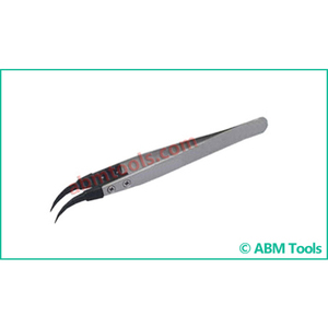 ABM Custom-Made Curved Point Tweezers with Toothed Plastic Tip & Stainless Steel Handle 1 Year Warranty for <b>DIY</b> & Industrial Use - Product Image 1