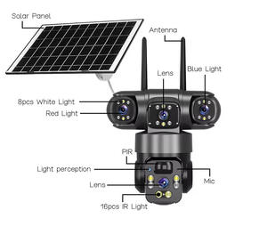 Cámara de Seguridad Panorámica Inalámbrica WiFi 4G QL29 QD19 <span class=keywords><strong>V380</strong></span>, Cámara de Vigilancia con Sensor de Tres Lentes, Energía Solar, <span class=keywords><strong>para</strong></span> Exteriores y Hogar - Product Image 3