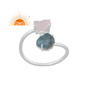 Best Selling Fine Sterling Silver Apatite & Rainbow Moon Stone <b>Adjustable</b> <b>Ring</b> Custom Jewelry Manufacturer - Product Image 1