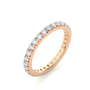 แหวนแต่งงานโรสโกลด์ทรงกลม 1 กะรัต ประดับเพชรโมอิสซาไนต์แบบ V-Prong - Product Image 3