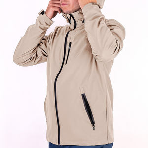 Vêtements de travail de plein air pour hommes Vestes d'hiver à fermeture éclair imperméables Softshell aux couleurs unies pour hommes - Product Image 3