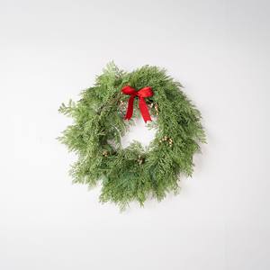 Couronne de Noël élégante en bois naturel vert de 40 cm de diamètre, en rotin synthétique, style traditionnel, à suspendre au mur, pour l'intérieur - Product Image 1