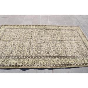 4.9x8.7 ft Turkish Large Rug, <b>Brown</b> Green Vintage Floral <b>Wool</b> Rug - Product Image 3