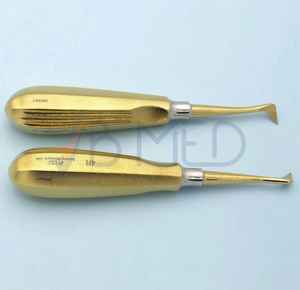 Elevador Dental Chapado en Oro de 2 Piezas en Oferta #   Juego de Elevadores Dentales de Acero Inoxidable Alemán, Instrumentos Médicos Dentales 25 y 26 - Product Image 4