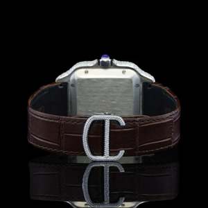 Montre mécanique automatique de luxe carrée Shanghai avec lunette sertie de diamants, verre saphir, cadran blanc, chiffres romains, 20 mm, entièrement sertie de diamants - Product Image 4