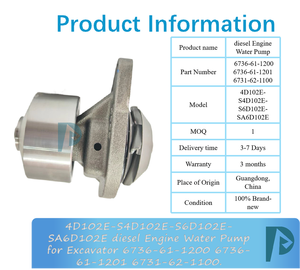 Pompe à eau pour moteur diesel 4D102E-S4D102E-S6D102E-SA6D102E pour pièces de rechange d'excavateur 6736-61-1200 6736-61-1201 6731-62-1100 - Product Image 3