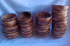 Ensemble de bols en bambou poli faits à la main, style Wabi Sabi, vaisselle écologique pour servir les aliments à la maison - Product Image 3