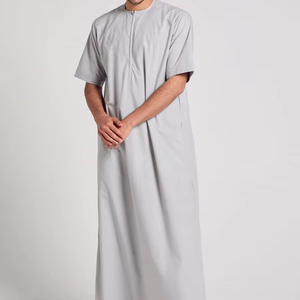 Thobe islamique saoudien à manches longues pour hommes, vêtements musulmans Jubba personnalisés grande taille pour le printemps à Dubaï, vente à chaud - Product Image 1