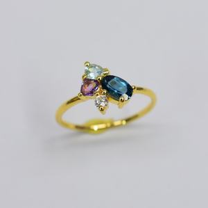 Prêt à Expédier Bague Classique Topaze Bleue de Londres Naturelle Plaqué Or 14K Personnalisable Retails OEM ODM pour les Mariages - Product Image 1