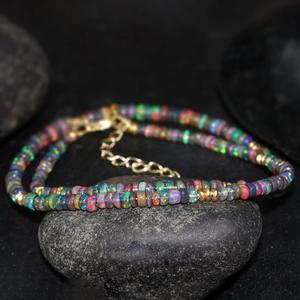 Ethiopian Fire <b>Opal</b> <b>Necklace</b> for Women October Birthstone Rondelle Shaped Natural Gemstone Rare October Gift for Her - Product Image 5