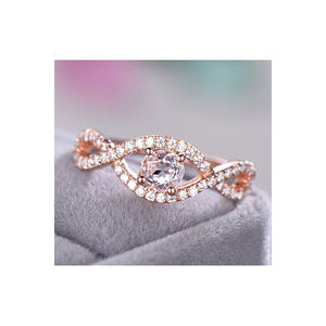 Piedra preciosa de morganita Rosa natural Joyería fina de lujo de nuevo diseño con anillo de diamantes reales - Product Image 1