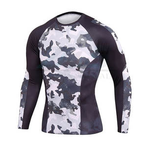 เสื้อออกกำลังกายแขนยาวแบบรัดรูปสำหรับผู้ชายเสื้อฟิตเนสพิมพ์ลายดิจิตอลสีตามสั่ง - Product Image 2
