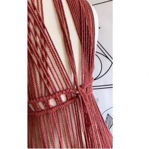 Rust Color DRESS for YOUR BRIDE to BE Cotton Hand Woven <b>Festival</b> Clothing Bustier Crop <b>Top</b> Women Macrame Beach Dress - Product Image 3