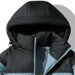 Veste matelassée à capuche zippée imperméable et coupe-vent pour homme, personnalisable, tendance, automne, doublure douce, patchwork, épaisse, devant - Product Image 3
