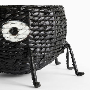 Black Halloween spider candy <b>storage</b> basket with legs and big eyes sturdy woven <b>tabletop</b> snack holder OEM ODM handicraft - Product Image 4