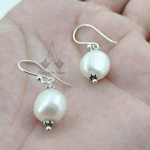Pendientes Colgantes de Plata de Ley 925 con Perlas Barrocas, Hechos a Mano, Bonitos, de Agua Dulce, Joyería con Perlas de Piedra de Nacimiento de Junio para Mujer - Product Image 1