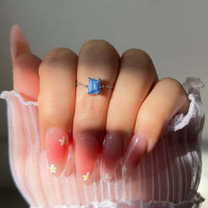 NOVAMART Fine Rose Gold Plated Stainless Steel Aqua Sky Chain <b>Ring</b> with <b>Adjustable</b> <b>Size</b> Wholesale Export - Product Image 2
