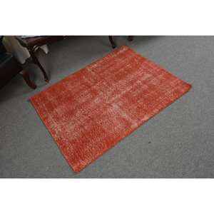 Alfombra de pelo medio ecológica de lana naranja tradicional 3,1 X 3.8ft estilo turco Tabriz diseño de retazos comedor respaldo de látex - Product Image 2