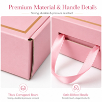 Boîte cadeau portable en carton ondulé avec poignée en ruban satiné, logo personnalisé accepté, boîte d'emballage pour cosmétiques, cadeaux de fête et de mariage