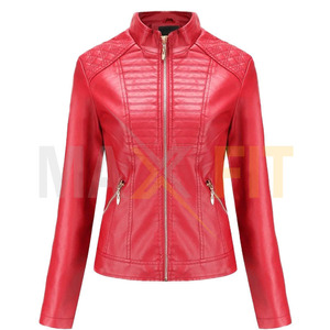 MAXFIT ENTERPRISES Veste motard en cuir noir de haute qualité pour femmes Manteau d'hiver de Collection-3XL taille avec tissu en toile - Product Image 5