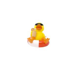 Joli mini canard en caoutchouc PVC avec bouée, jouet de bain pour bébé qui couine, idéal pour l'été et la salle de bain - Product Image 3