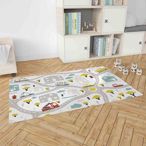 Alfombra Infantil con Mapa de la Ciudad: Carreteras y Transporte, Alfombra Educativa para Jugar, Alfombra de Chenilla - Product Image 4