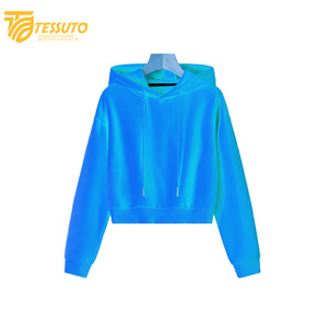 Sweat-shirt à capuche en molleton pour femme, décontracté, respirant, à manches longues, coupe courte, pour la saison printemps-hiver - Product Image 3