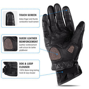 Non-Slips Breathable Hard-Knuckle Hand-Protection Sports Waterproof Racing Motorcycle Cycling Motorbike Cowhide <b>Leather</b> <b>Gloves</b> - Product Image 3