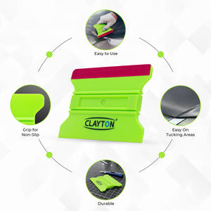 Grattoir de type H Clayton Car Care avec raclette en tissu et aimant, bord en feutre, double nervures, vert, pour un fini lisse des films vinyles premium - Product Image 4