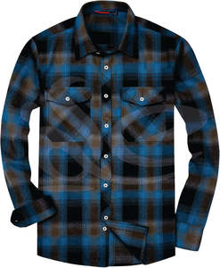 Camisas de Franela de Alta Calidad para Hombre, Estilo Casual de Otoño, Manga Larga, Cuello Regular, Diseño Transpirable, Ajuste Regular, Cómodas - Product Image 1