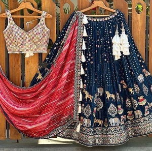 Vente chaude Readymade Indian Designer Lehenga Choli Avec Dupatta Georgette Avec Sequin Travail De Mariage, Party Wear Bollywood Outfit - Product Image 3