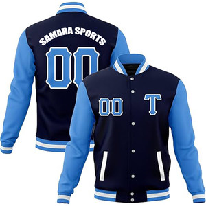 OEM personalizado de color sólido de manga larga chaqueta de béisbol Varsity para las mujeres última llegada al por mayor llanura chaquetas Varsity en blanco - Product Image 1