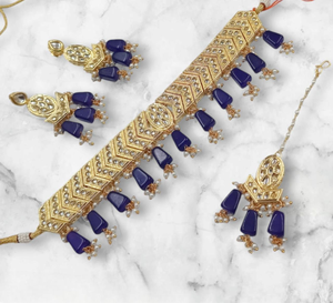 ENSEMBLE DE BIJOUX INDIENS TRADITIONNELS ET À LA MODE EN CUIVRE ENSEMBLE DE BIJOUX DE MARIAGE POUR FEMMES BOUCLES D'OREILLES ET COLLIER - Product Image 1