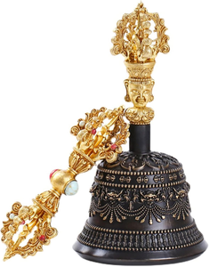 Juego de campana budista de bronce, Dorje pequeño y bastón de madera, que ofrece un sonido claro para el yoga, a precios de mayorista. - Product Image 2
