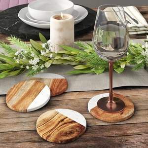 Posavasos de resina de madera epoxi cuadrado decorativo con efecto océano de inauguración de la casa de alta calidad, posavasos promocionales Craftsy Hom - Product Image 6