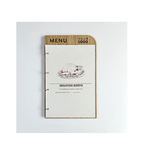 แฟ้มเมนูไม้ขนาดสั่งทำพร้อมห่วงร้อยสำหรับร้านกาแฟ บาร์ และร้านอาหาร - Product Image 1