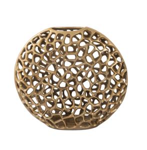 Vase de table en aluminium avec finition dorée de bonne qualité, centre de table vintage pour l'intérieur et l'extérieur. - Product Image 3