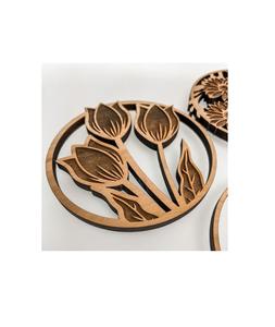 Dessous de verre en bois faits à la main avec des grains de bois naturels pour la décoration de cuisine maison de ferme rustique de style vintage - Product Image 4