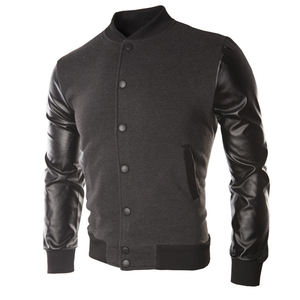 Top 2026 Veste de baseball en cuir de haute qualité à manches longues pour hommes Veste universitaire en cuir PU Design personnalisé - Product Image 1